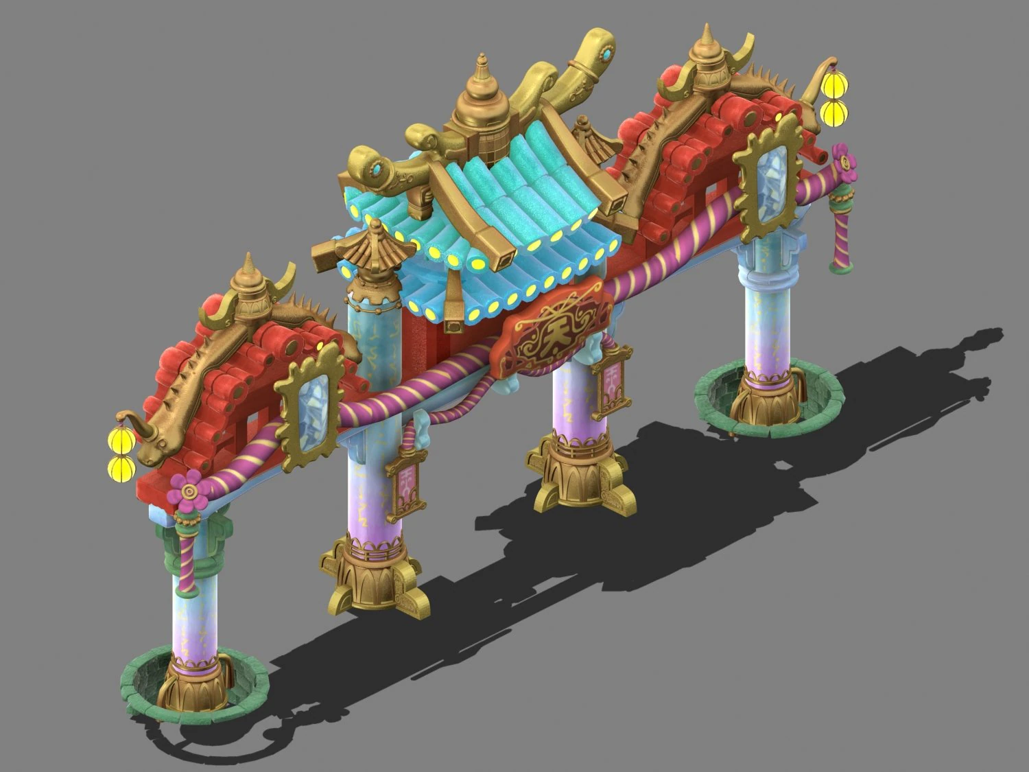 cartoon sky city - tianmen archway 03 3D Model .c4d .max .obj .3ds .fbx .stl .blend 