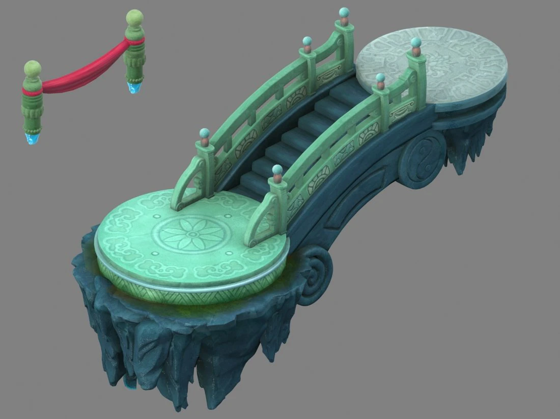 cartoon sky city - suspended stone staircase 01 3D Model .c4d .max .obj .3ds .fbx .stl .blend