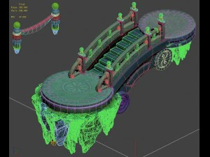 cartoon sky city - suspended stone staircase 01 3D Model