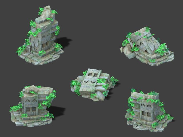 cartoon sky city - sitting buddha stone Model 3D .c4d .max .obj .3ds .fbx .stl .blend