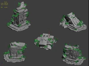 cartoon sky city - sitting buddha stone 3D Model
