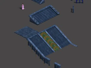 wilayah ajaib - batu - pagar - tangga - batu Model 3D