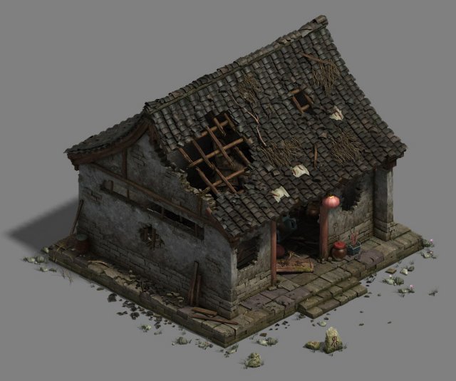 damage - mountain temple 3Dモデル .c4d .max .obj .3ds .fbx .stl .blend 
