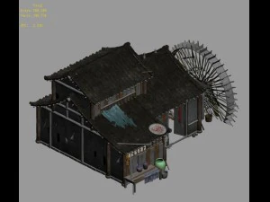 ordinary town - medium - sized houses - waterwheel 3D Model