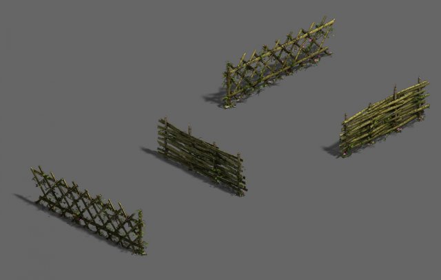forest objects - bamboo fence 3D Model .c4d .max .obj .3ds .fbx .stl .blend 