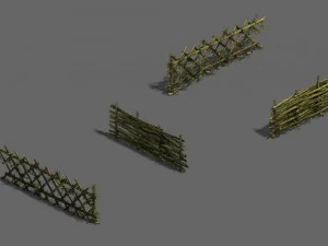 objetos florestais - cerca de bambu Modelo 3D