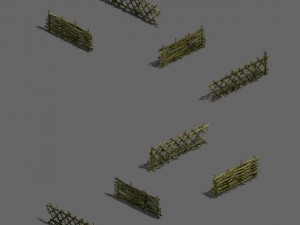 forest objects - bamboo fence 3D Model