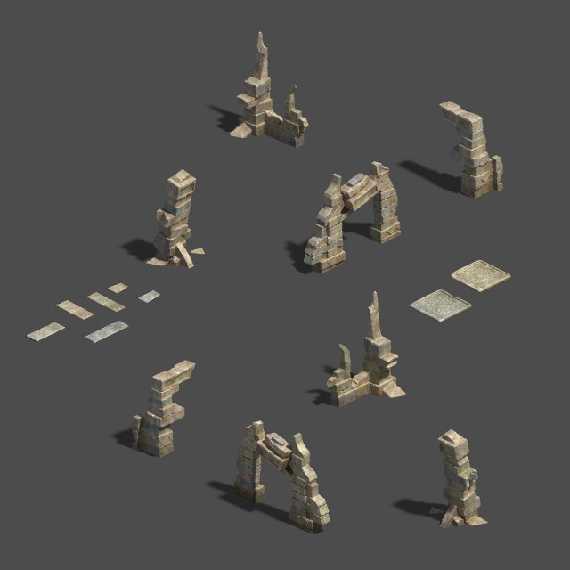 desert - residual buildings Model 3D .c4d .max .obj .3ds .fbx .stl .blend