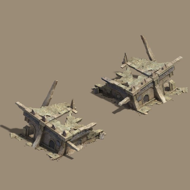 desert - broken buildings 3D Model .c4d .max .obj .3ds .fbx .stl .blend 