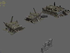 desert - broken buildings 3D Model