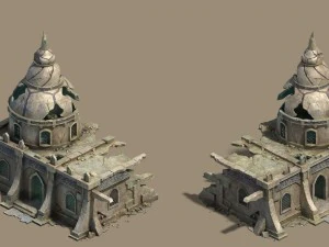 deserto - pr&eacute;dio quebrado Modelo 3D
