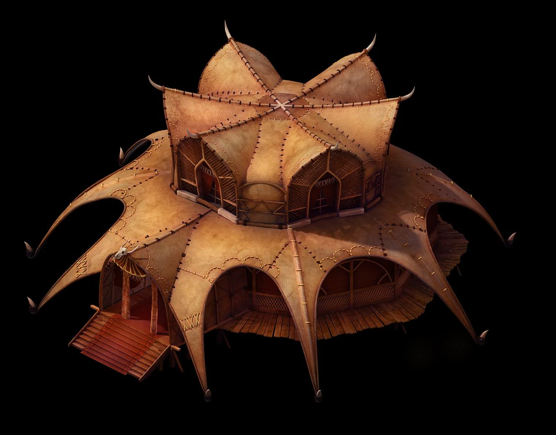 desert gobi - golden tent palace 01 3D Model .c4d .max .obj .3ds .fbx .stl .blend