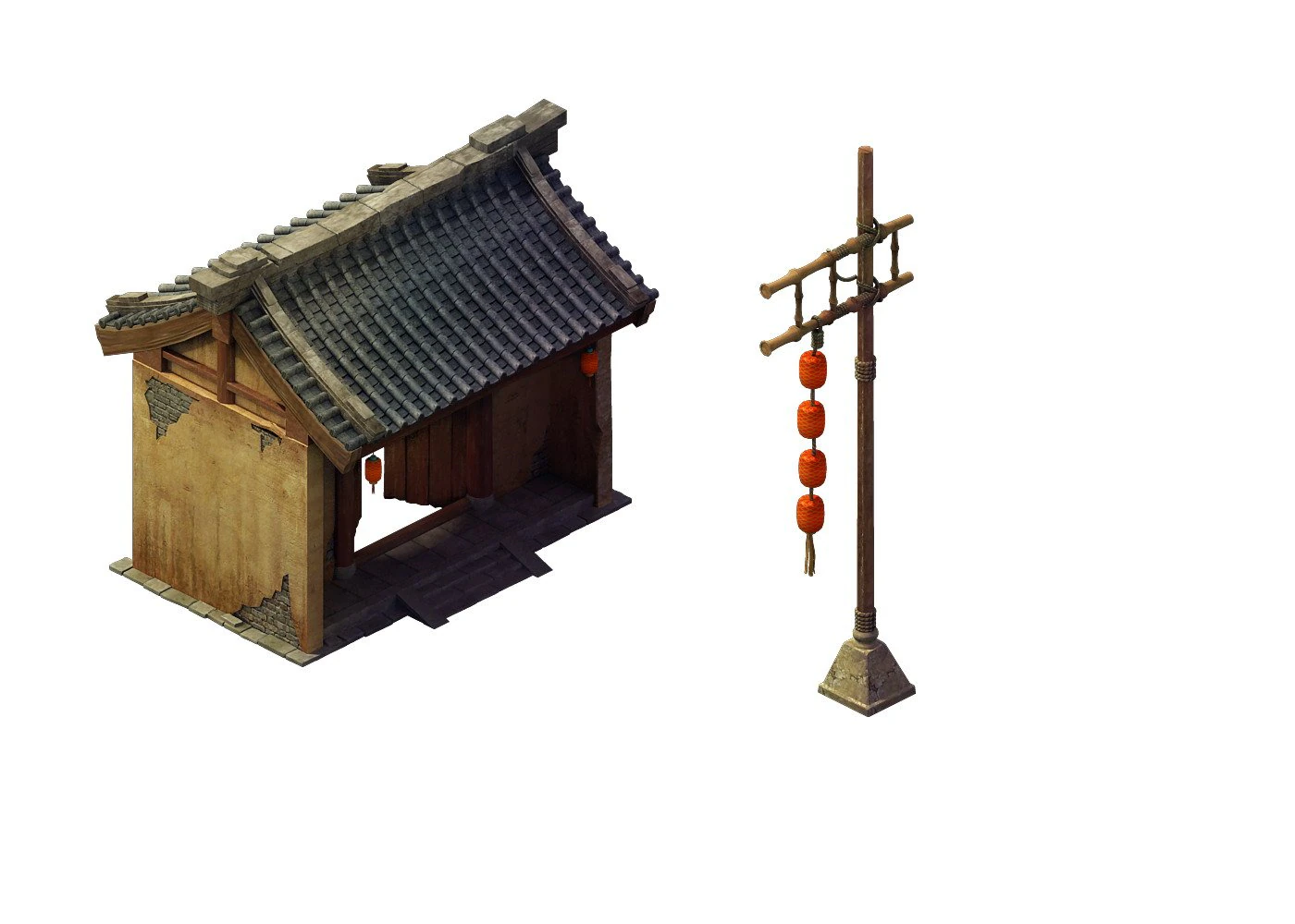 desert gobi - inn gate 3D Model .c4d .max .obj .3ds .fbx .stl .blend 