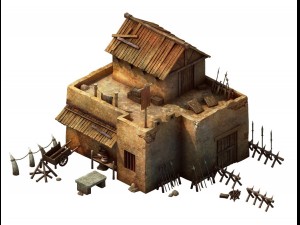 desert gobi - cottage room Modello 3D
