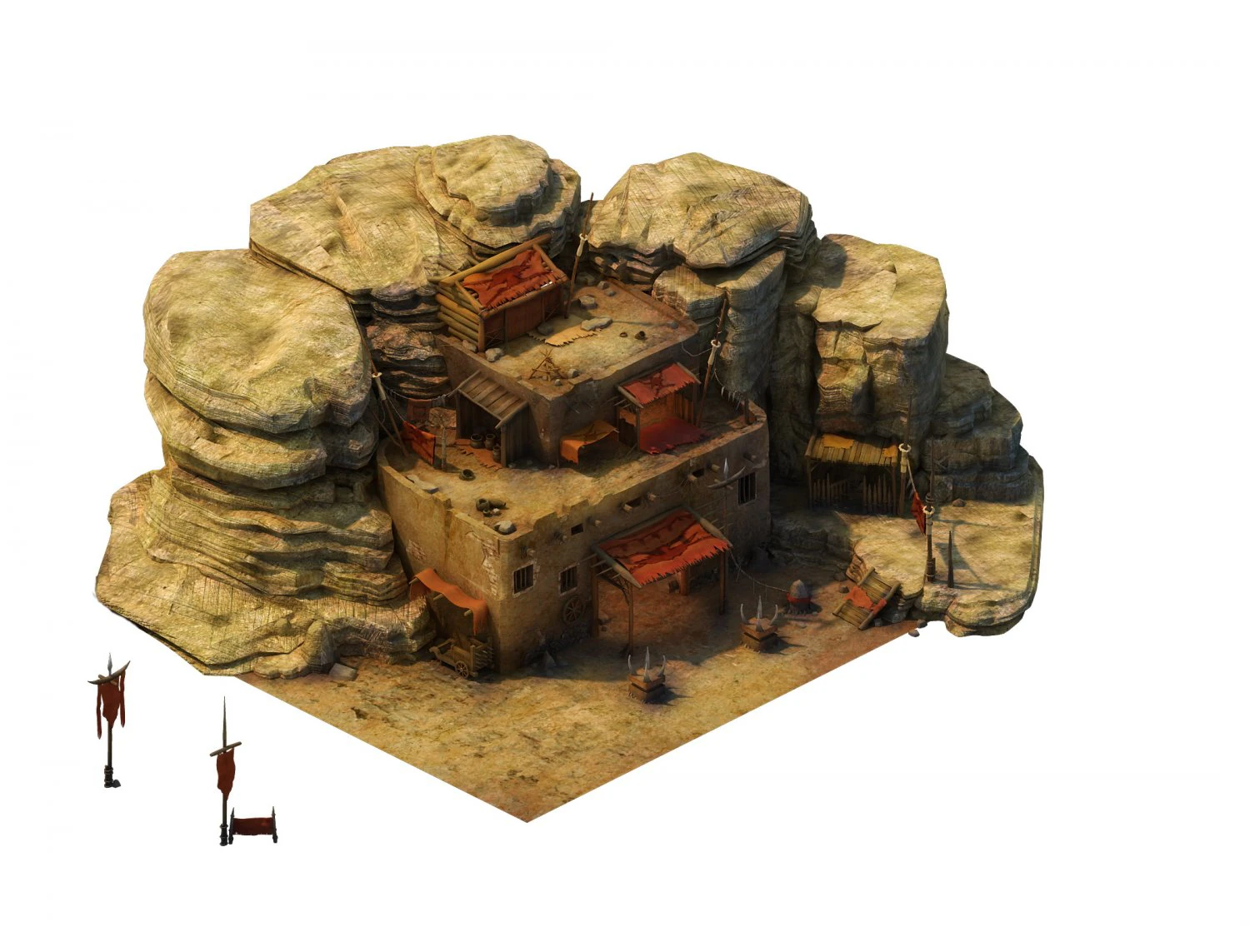 desert gobi - cottage main house 04 3D Model .c4d .max .obj .3ds .fbx .stl .blend 