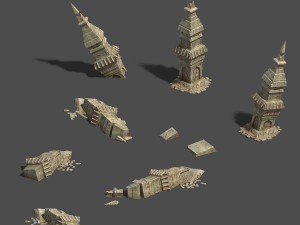 desert - leaning tower remains 3D Модель