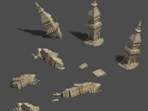 pustynia - pozostałości krzywej wieży Model 3D