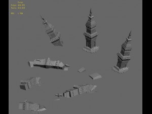desert - leaning tower remains 3D Model