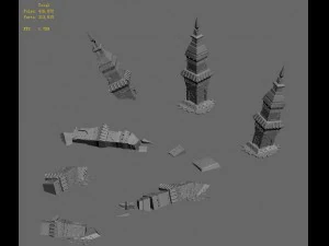 desert - leaning tower remains 3D Model
