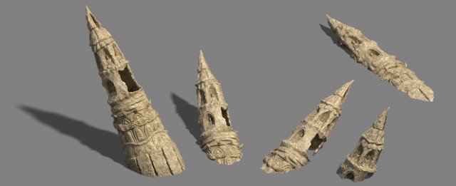 desert - remains stone pagoda Modello 3D .c4d .max .obj .3ds .fbx .stl .blend 