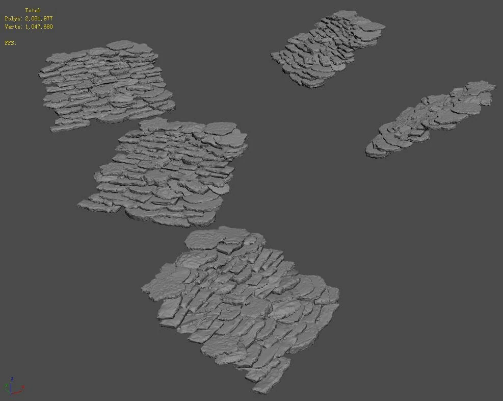 mountain wall - stone ladder 3D Model .c4d .max .obj .3ds .fbx .stl .blend 