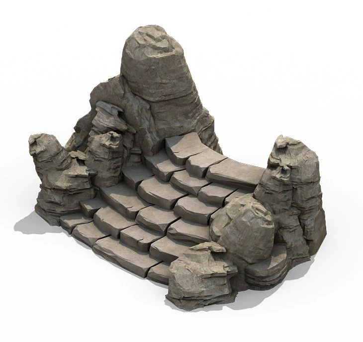 mountain - terrain stone staircase 05 3D Model .c4d .max .obj .3ds .fbx .stl .blend
