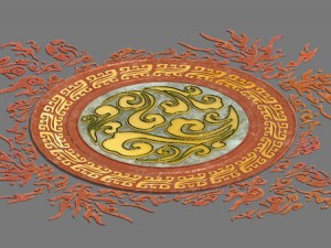 shushan - square - flowers - pull rod - pillars 3D Model
