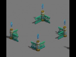 shushan - square - flowers - pull rod - pillars Modello 3D