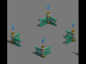 shushan - square - flowers - pull rod - pillars 3D Model