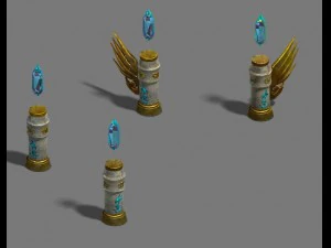 shushan - square - flowers - pull rod - pillars 3D Model