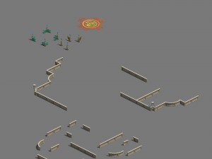 shushan - square - flowers - pull rod - pillars Modello 3D