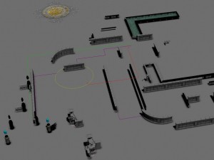shushan - square - flowers - pull rod - pillars Modello 3D