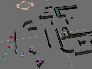 shushan - square - flowers - pull rod - pillars Modello 3D