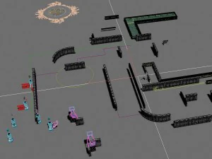 shushan - square - flowers - pull rod - pillars 3D Model