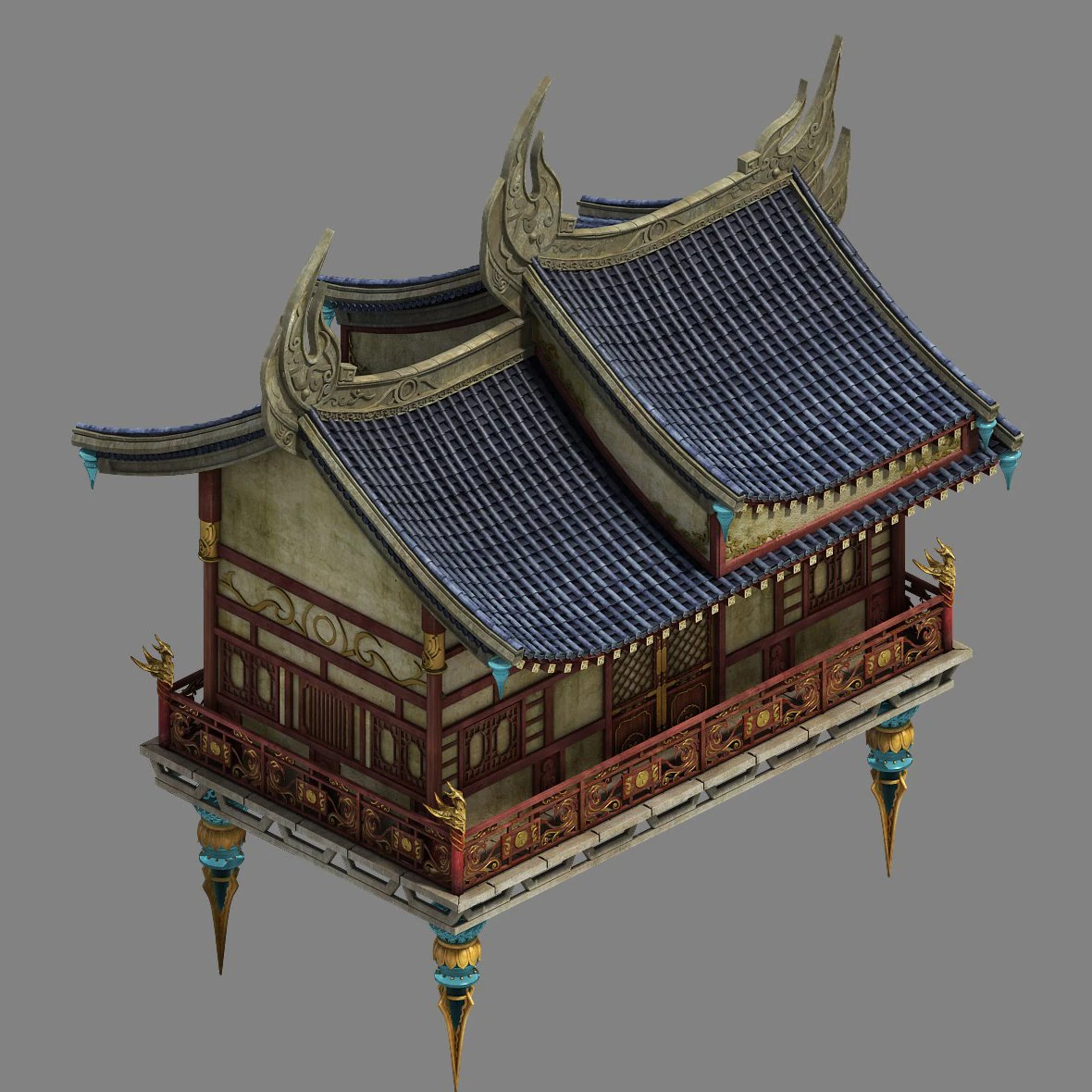 shushan - side hall 02 3D Model .c4d .max .obj .3ds .fbx .stl .blend 