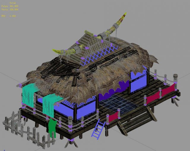 water cloud ze - horn cottage 3D Модель .c4d .max .obj .3ds .fbx .stl .blend 