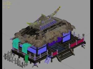 nuvem de água ze - cabana de chifre Modelo 3D