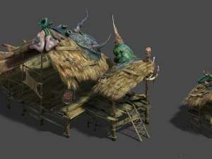 вода мутная - коттедж рыбочеловека 3D Модель