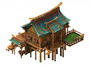 şeftali çiçeği köyü - halk evi 03 3D Model