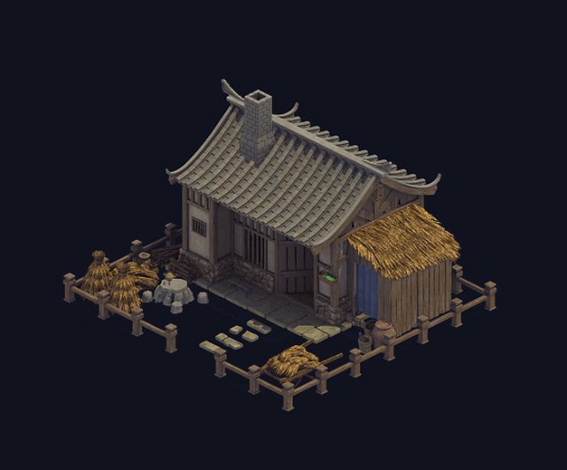 countryside - farmhouse 01 3D Model .c4d .max .obj .3ds .fbx .stl .blend 