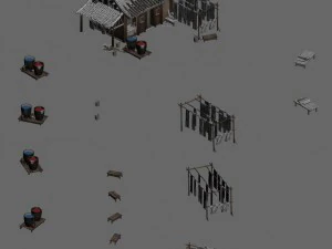 small town - clothing store 3D Model