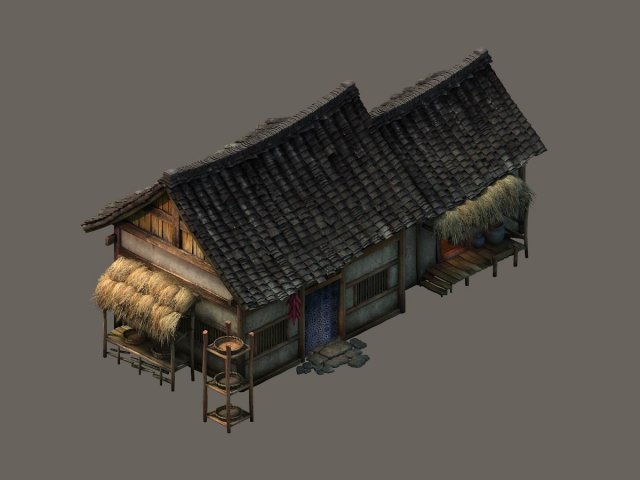 game model - small village wooden house 01 3D Model .c4d .max .obj .3ds .fbx .stl .blend 