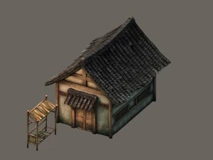 game model - small village wooden house 02 3D Model