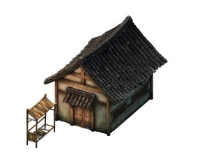 game model - small village wooden house 02 Model 3D