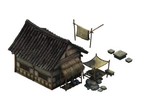game model - small village wooden house 03 Modello 3D