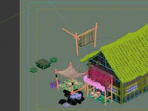 game model - small village wooden house 03 3D Model