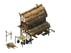 game model - small village wooden house 04 Model 3D