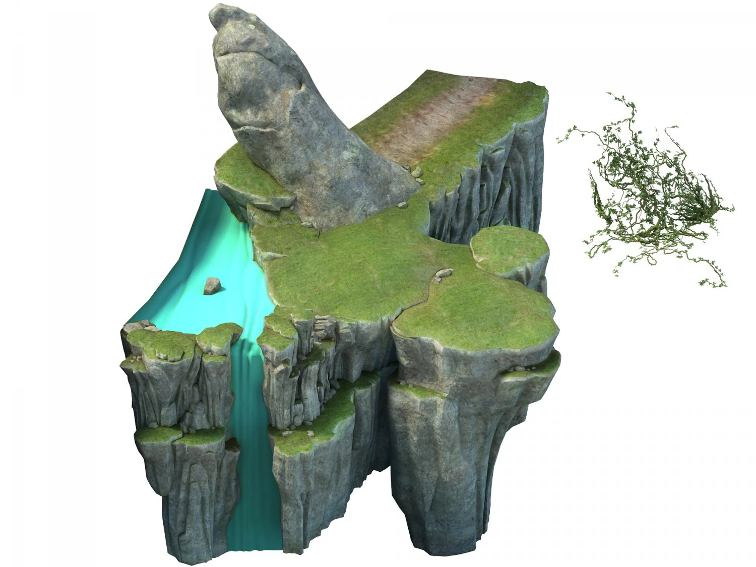 game model - small village hill road 04 3D Model .c4d .max .obj .3ds .fbx .stl .blend 