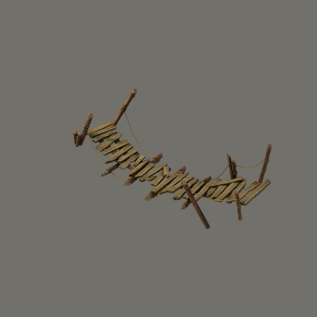 field - broken wood bridge 03 Model 3D .c4d .max .obj .3ds .fbx .stl .blend 