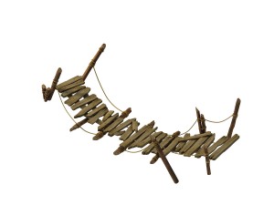 field - broken wood bridge 03 Model 3D
